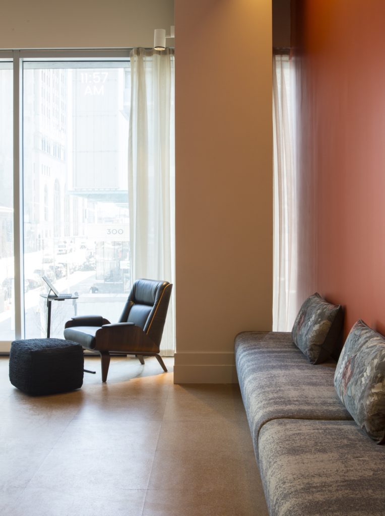 Writer's studio bench and single armchair